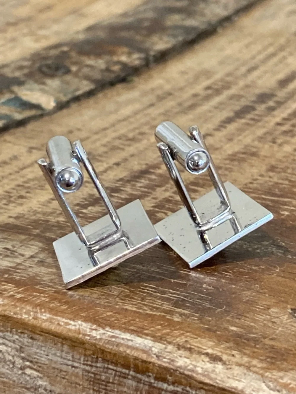 Simmons Sterling Silver Cufflinks Tigers Eye Vintage Square Western Style - Picture 10 of 16